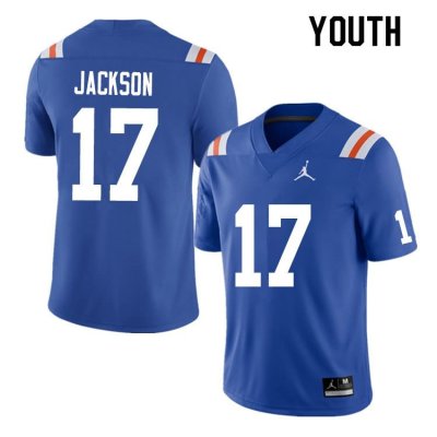 Youth Florida Gators #17 Kahleil Jackson NCAA Nike Blue Throwback Authentic Stitched College Football Jersey ZFB1362NQ